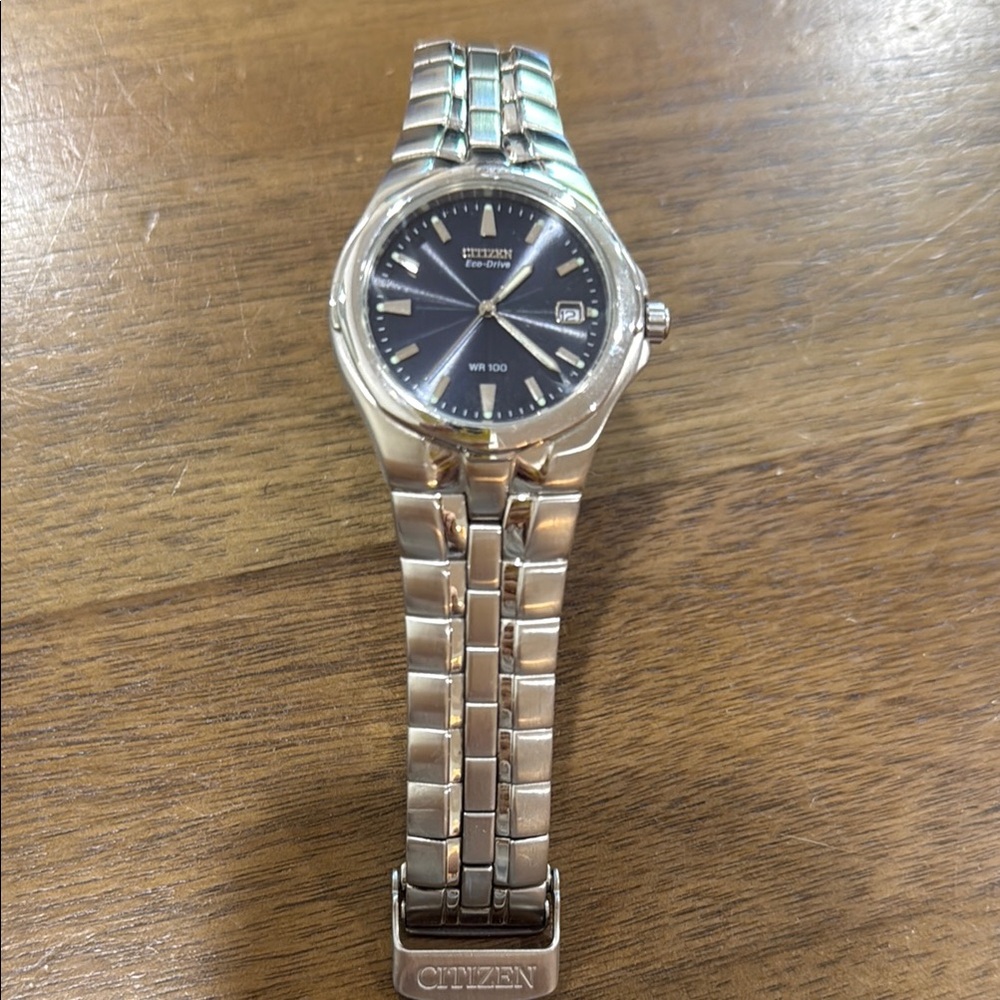 Citizen Eco-Drive Silver Watch with Black Dial